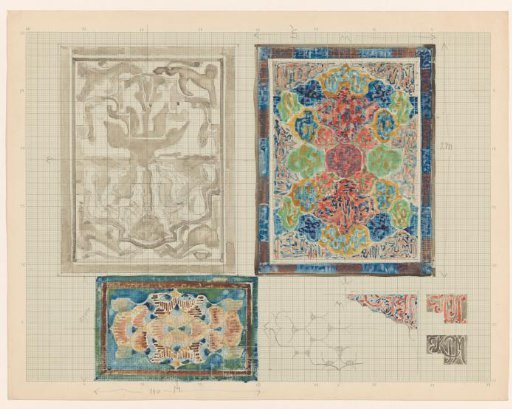 Designs for carpets or tapestries with monograms of shipping companies