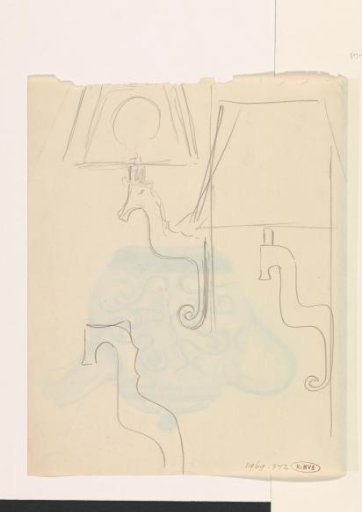 Design for a wall lamp, in the shape of a seahorse