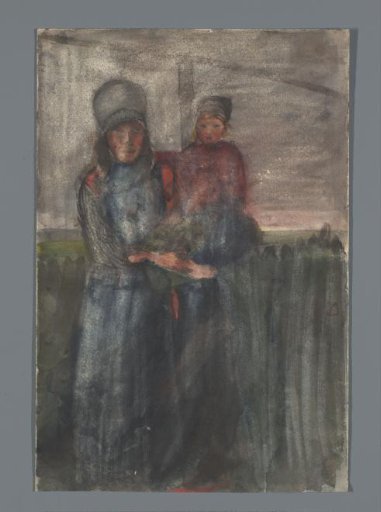 Woman from Marken with a child in her arms