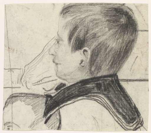 Head of a boy with a sailor collar, in profile