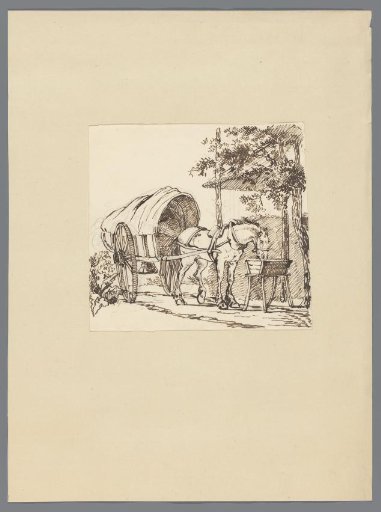Horse with a covered cart