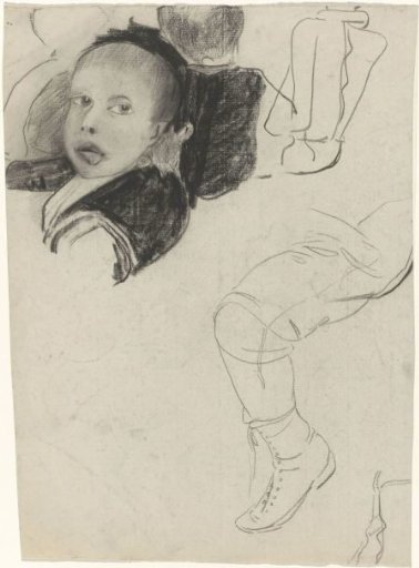 Head of a boy and study of a leg