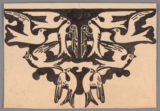 Design for a Wall Tapestry with Ten Doves