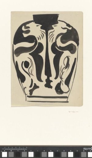 Design for a vase with a lion motif