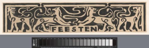 Design for vignette in the commemorative volume for Queen Wilhelmina from 1923: Festivities