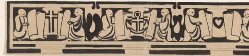 Design for vignette in the commemorative volume for Queen Wilhelmina from 1923 depicting the virtues Faith, Hope and Charity