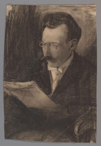 Portrait of a man, reading