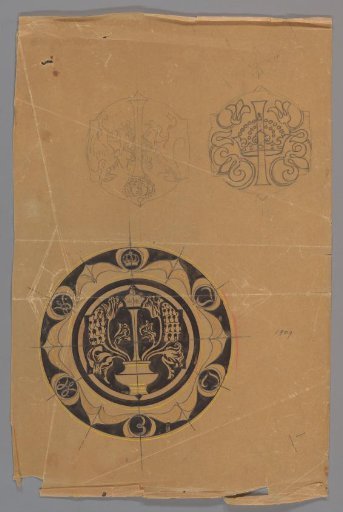 Design for a plate with crown and monogram