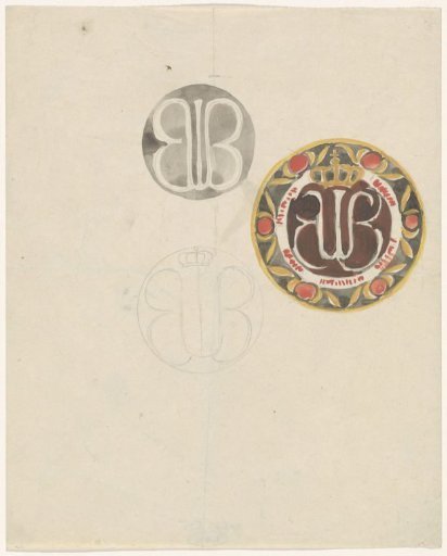 Designs for a plate with crown and monogram