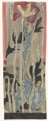 Design with poppies for the border of the tapestry View of Florence