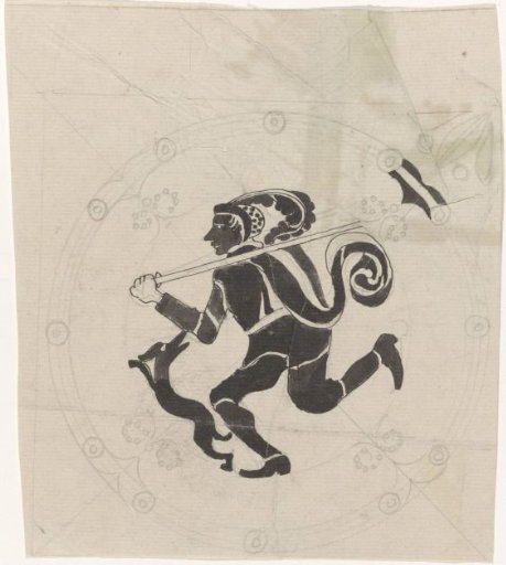 Decorative design with hare hunter