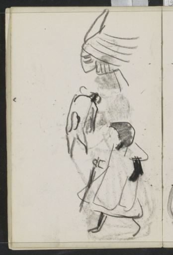 Study sheet, including a walking figure