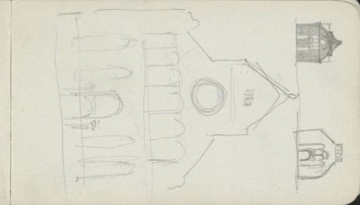 Three front views of churches