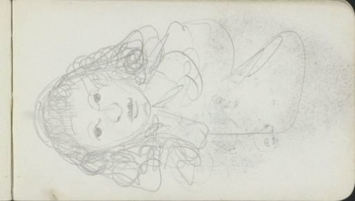 Head of a girl with curly hair