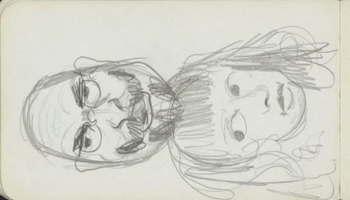 Heads of a girl and a man with spectacles