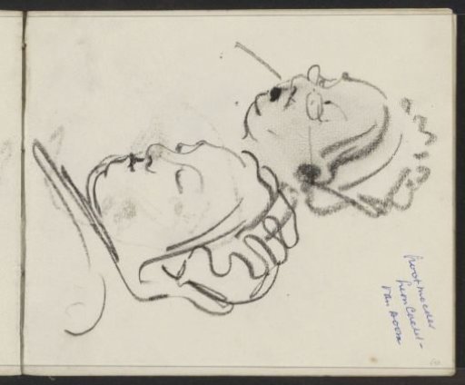 Head of an older woman with a cap