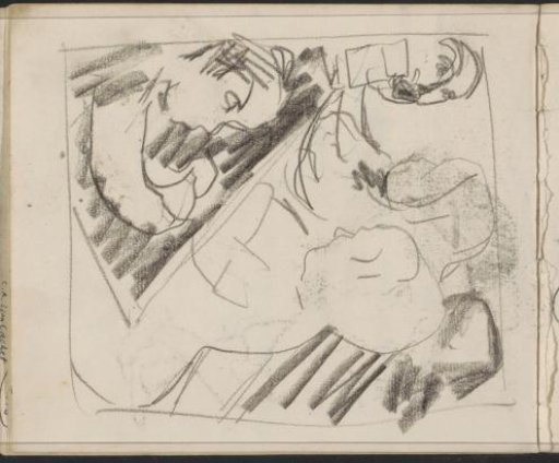Two seated children and heads
