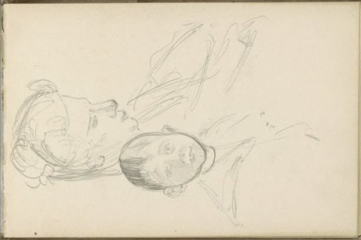 Heads of a boy and a woman
