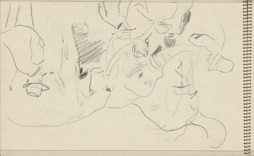 Spectators with two elephants