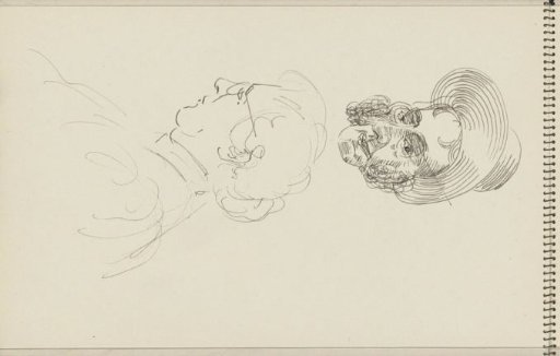 Portrait Heads of Joanna Lion Cachet-Cordes and a Man with a Hat
