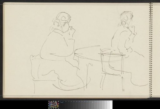 Seated woman, probably Joanna Lion Cachet-Cordes, drinking from a cup