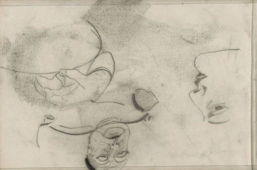 Man's Head, Face of a Woman, and a Hand