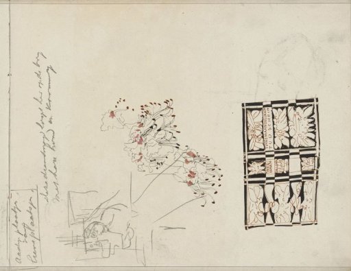 Design for a bookbinding and flowers