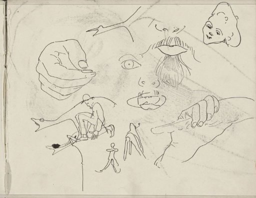 Study sheet, including hands and an eye