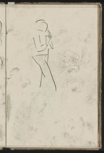 Man's head and a standing figure