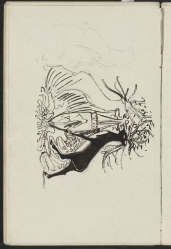 Design with an Animal by a Tree and a Coat of Arms with a Stork