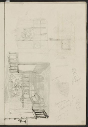 Interior with wall paneling, a bench and a fireplace
