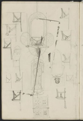 Designs for chairs and a cabinet