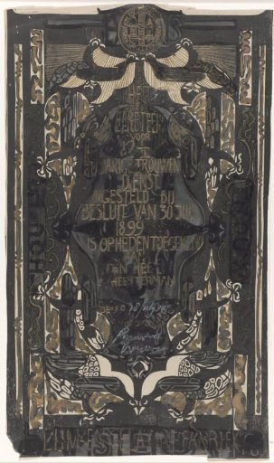 Design for a certificate on the occasion of twelve and a half years of faithful service at the Glue and Gelatine Factory