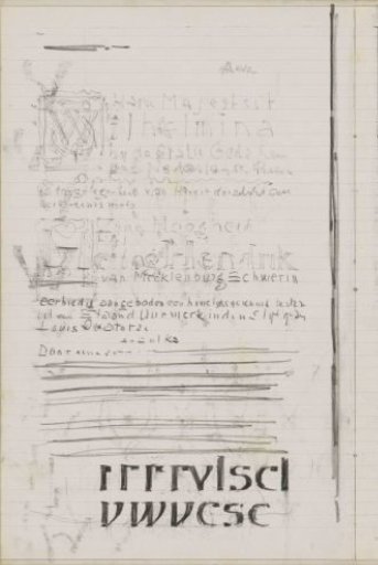 Design for a letter to Queen Wilhelmina