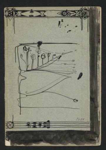 Drawings on the front and back of a bundle with verses from De Nieuwe Gids