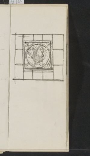 Design for a stained-glass window with a bird