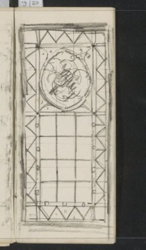 Design for a stained-glass window with a bird