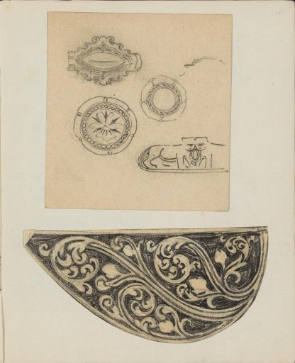 Ornaments, including leaves, flowers, and scrollwork