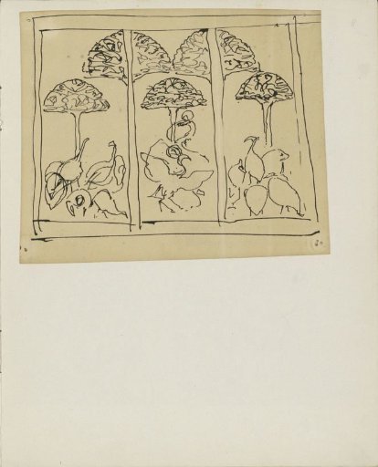 Triptych with trees and birds