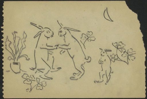 Two rabbits holding each other's paw