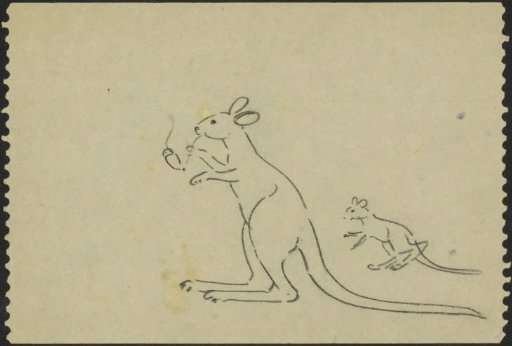 Kangaroo smoking an acorn pipe