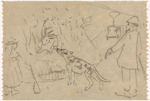 Girl and photographer with dog sniffing a rabbit