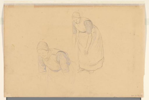 Two studies of a bent peasant woman