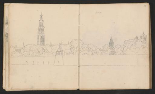 View of Middelburg with the Abbey Tower and the Town Hall