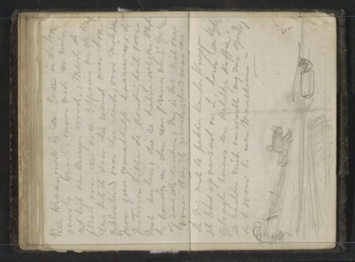 Crew member climbing to the crow's nest of the Willem Barentsz