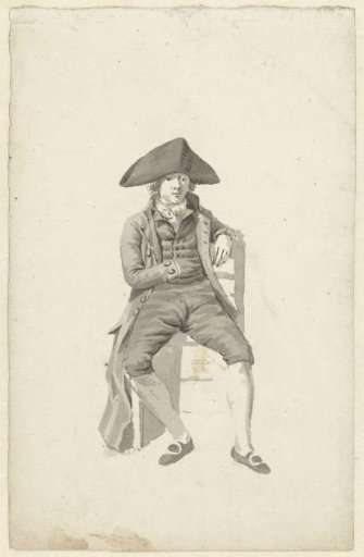 Seated man on a chair with a stick