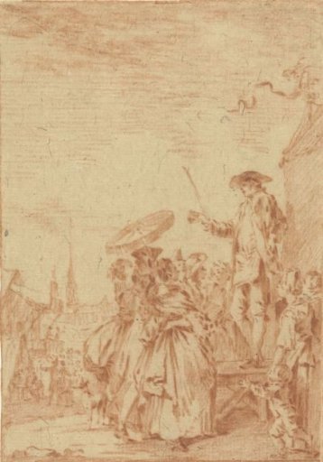 Market trader with elegant public