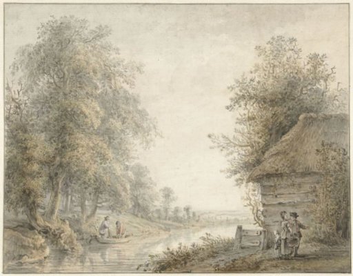 Farm Barn by a Canal at the Edge of a Forest