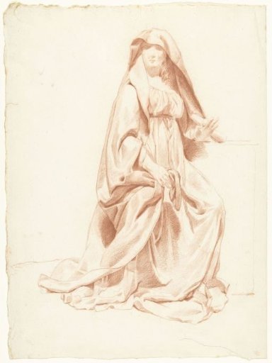 Study of a Seated Woman with Heavily Draped Mantle