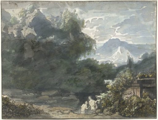 Bathers near an Antique Monument in a Mountainous Landscape